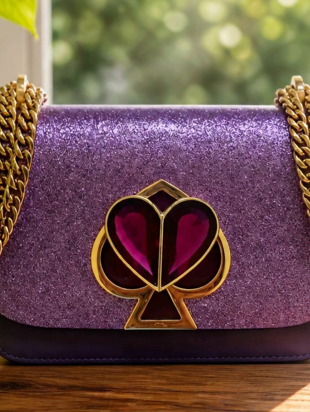 Kate Spade Nicola Twistlock Glitter Leather Purple & Lilac Shoulder Bag NWT